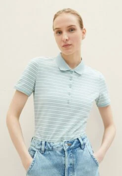 Tom Tailor Gemustertes KurzarmPoloBlue White Horizontal Stripe Donna T-shirt E Top TO221D1IK-K11