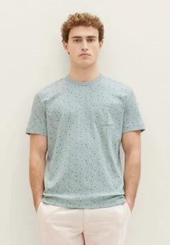 Tom Tailor Mit Allover-Print T-Shirt Con StampaIce Blue Geometric Design Uomo T-shirt E Polo TO222O19S-K12