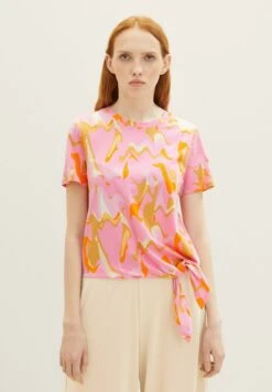 TOM TAILOR Denim Mit KnotendetailT-Shirt Con StampaAbstract Pink Print Donna T-shirt E Top TO721D13O-J12