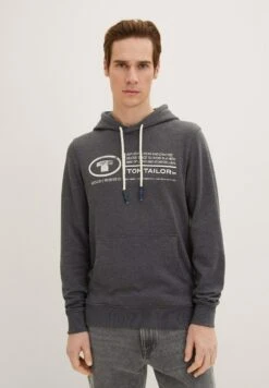 Tom Tailor Mit LogoFelpa Con CappuccioDark Grey Melange Uomo Maglieria E Felpe TO222S0GL-C11