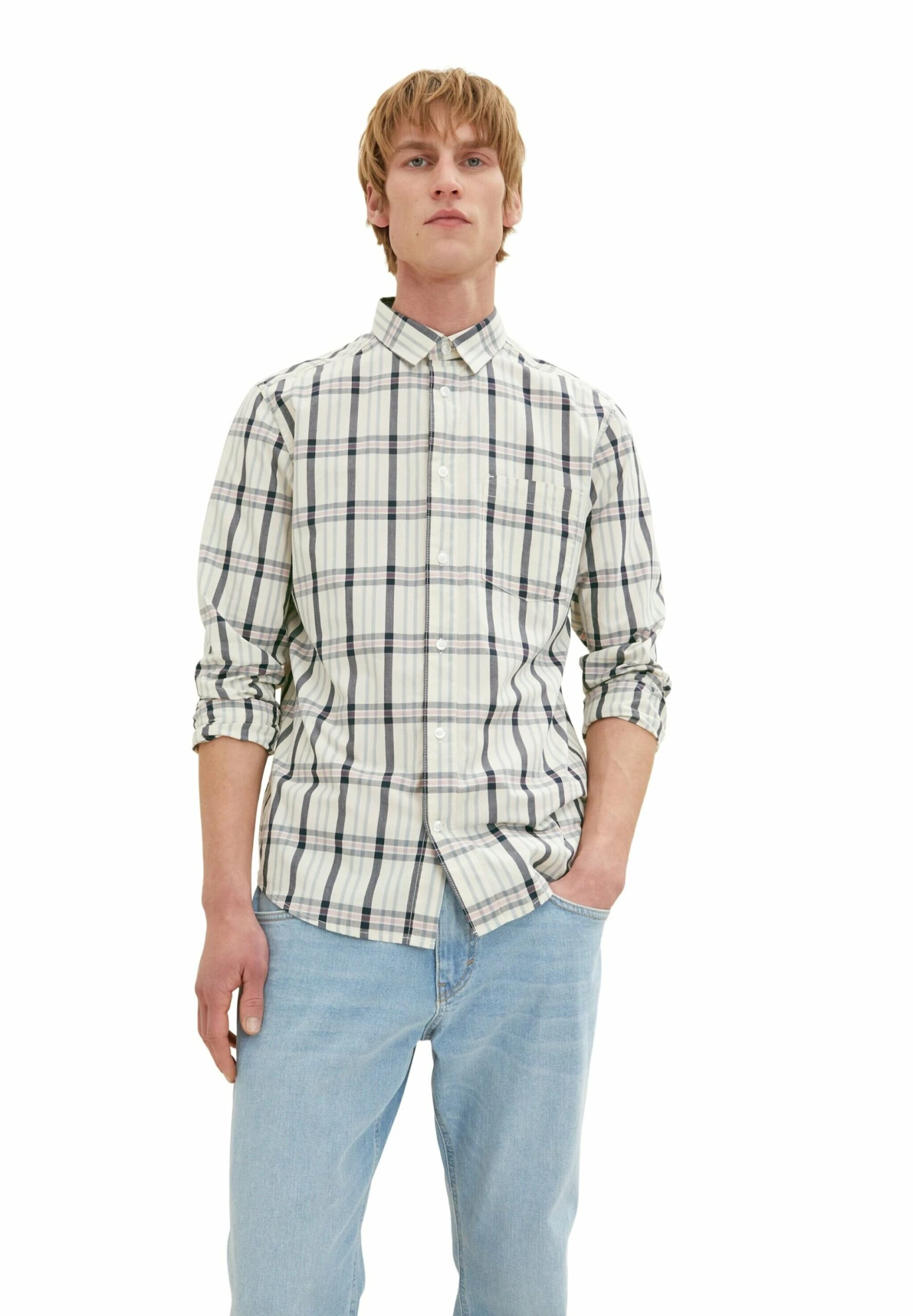 Tom Tailor Kariertes CamiciaOff White Navy Check Uomo Camicie TO222D0ZN-A11 6 Tom Tailor Kariertes CamiciaOff White Navy Check Uomo Camicie TO222D0ZN-A11 - immagine 4