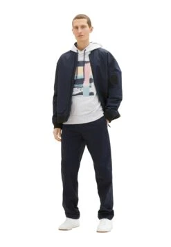 Tom Tailor PrintedFelpa Con CappuccioLight Stone Grey Melange Uomo Maglieria E Felpe TO222S0GX-C11