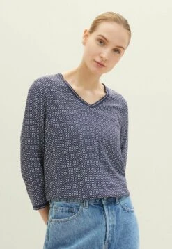 Tom Tailor Mit AlloverMaglietta A Manica LungaNavy Geometrical Design Donna T-shirt E Top TO221D1HN-K12