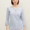 Tom Tailor Longsleeve Stripe HenleyMaglietta A Manica LungaOffwhite Navy Donna T-shirt E Top TO221D152-A11 -Tom Tailor 2c8a7bd8c48c4ae6bb4d523554c4f060