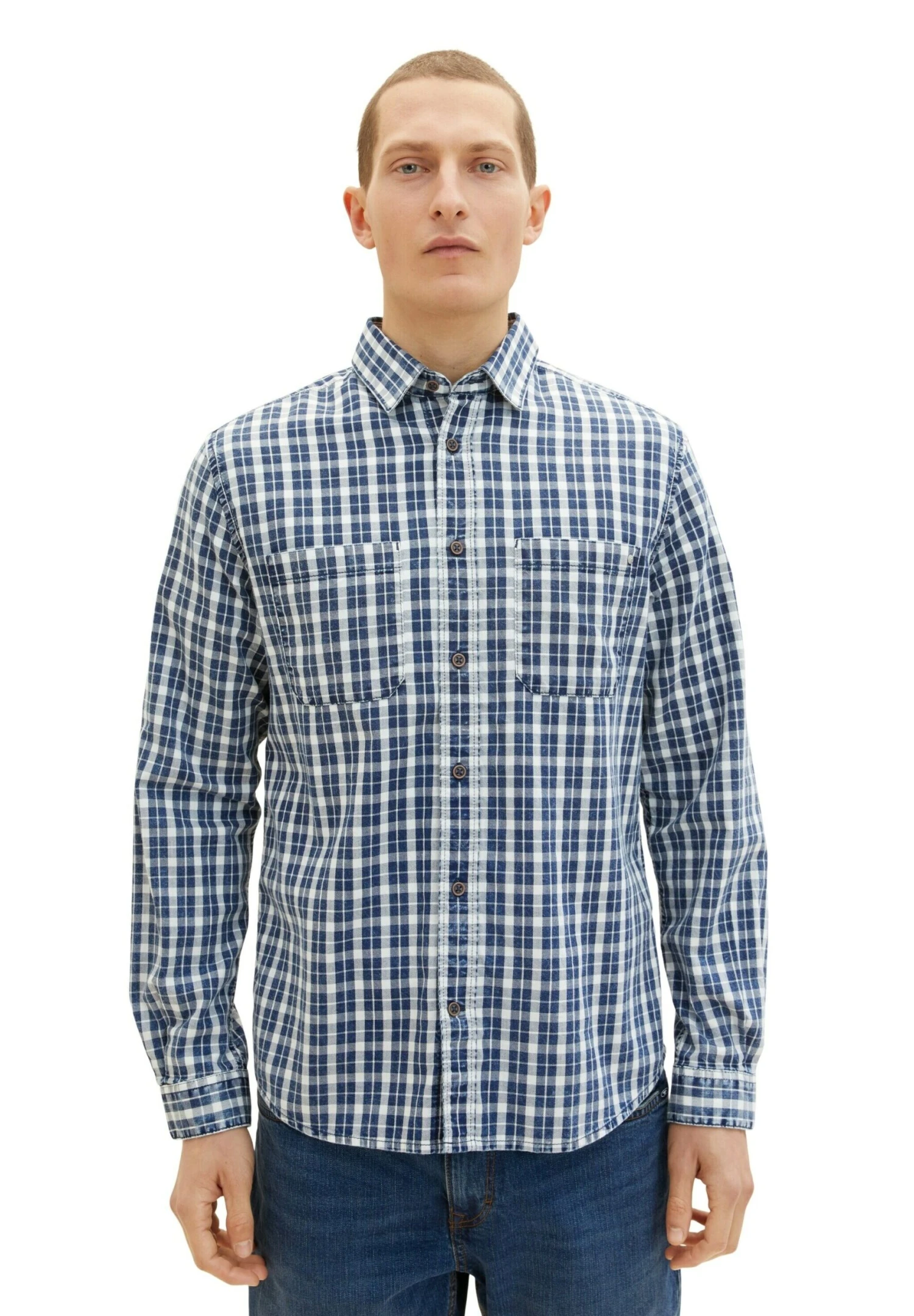 Tom Tailor Mit KaromusterCamiciaIndigo Small Check Uomo Camicie TO222D0ZF-K12 4 Tom Tailor Mit KaromusterCamiciaIndigo Small Check Uomo Camicie TO222D0ZF-K12 - immagine 2