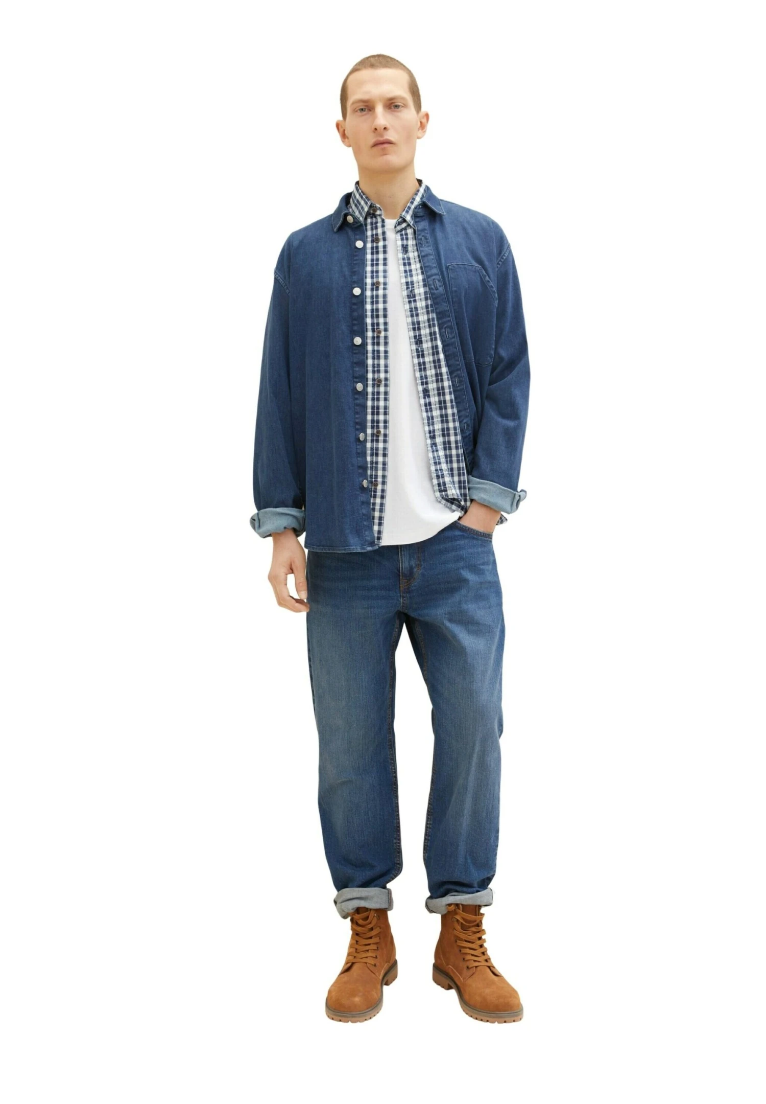 Tom Tailor Mit KaromusterCamiciaIndigo Small Check Uomo Camicie TO222D0ZF-K12 3 Tom Tailor Mit KaromusterCamiciaIndigo Small Check Uomo Camicie TO222D0ZF-K12