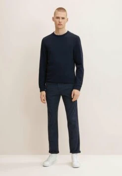TOM TAILOR Denim Structured Chinos With BeltChinoDark Navy Check Uomo Pantaloni TO722E055-K17