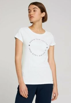 TOM TAILOR Denim Tee With PrintT-Shirt Con StampaDark Blue White Donna T-shirt E Top TO721E0MN-K12 -Tom Tailor 33c532379d8447e5a4f97c415a8bb274