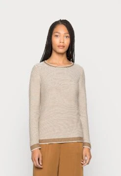 Tom Tailor Knit Jumper With Round NecklineMaglioneOffwhite/Brown Ottoman Donna Maglieria TO221I0IQ-O11