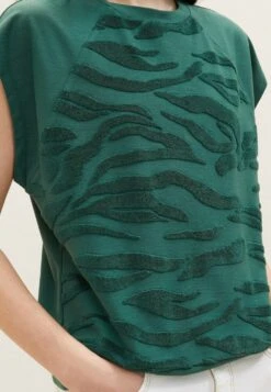 Tom Tailor Mit StrukturT-Shirt Con StampaPine Green Towelling Waves Donna T-shirt E Top TO221D1IE-M12 -Tom Tailor 36c296d6d7d54577bbd374ca6bd52e79