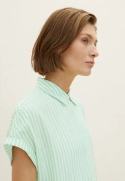 Tom Tailor GestreifteCamiciaGreen White Stripe Woven Donna Camicie E Bluse TO221E15V-M11 -Tom Tailor 36d77a98db7a40b7bb83add9c34d29ba