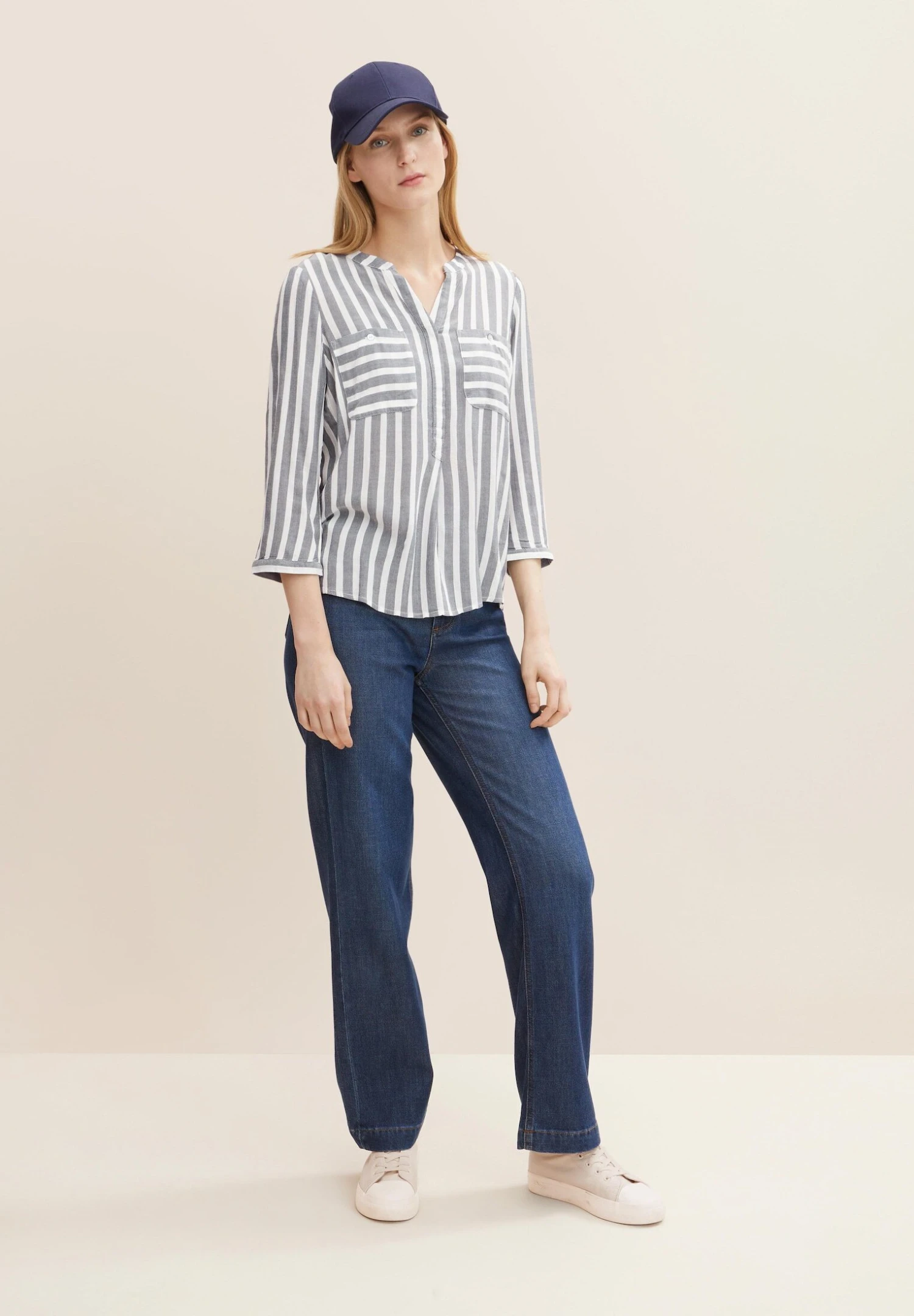 Tom Tailor StripedCamicettaOffwhite/Navy Donna Camicie E Bluse TO221E0RL-A11 4 Tom Tailor StripedCamicettaOffwhite/Navy Donna Camicie E Bluse TO221E0RL-A11 - immagine 2