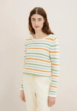 Tom Tailor Knit Jumper With Round NecklineMaglioneOrange Green Multicolor Stripe Donna Maglieria TO221I0IQ-H13