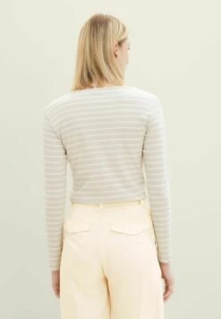 Tom Tailor Mit StreifenmusterMaglietta A Manica LungaGrey Offwhite Stripe Donna T-shirt E Top TO221D1K7-A11 -Tom Tailor 4819413b3eb54c68b002716275b1eab9