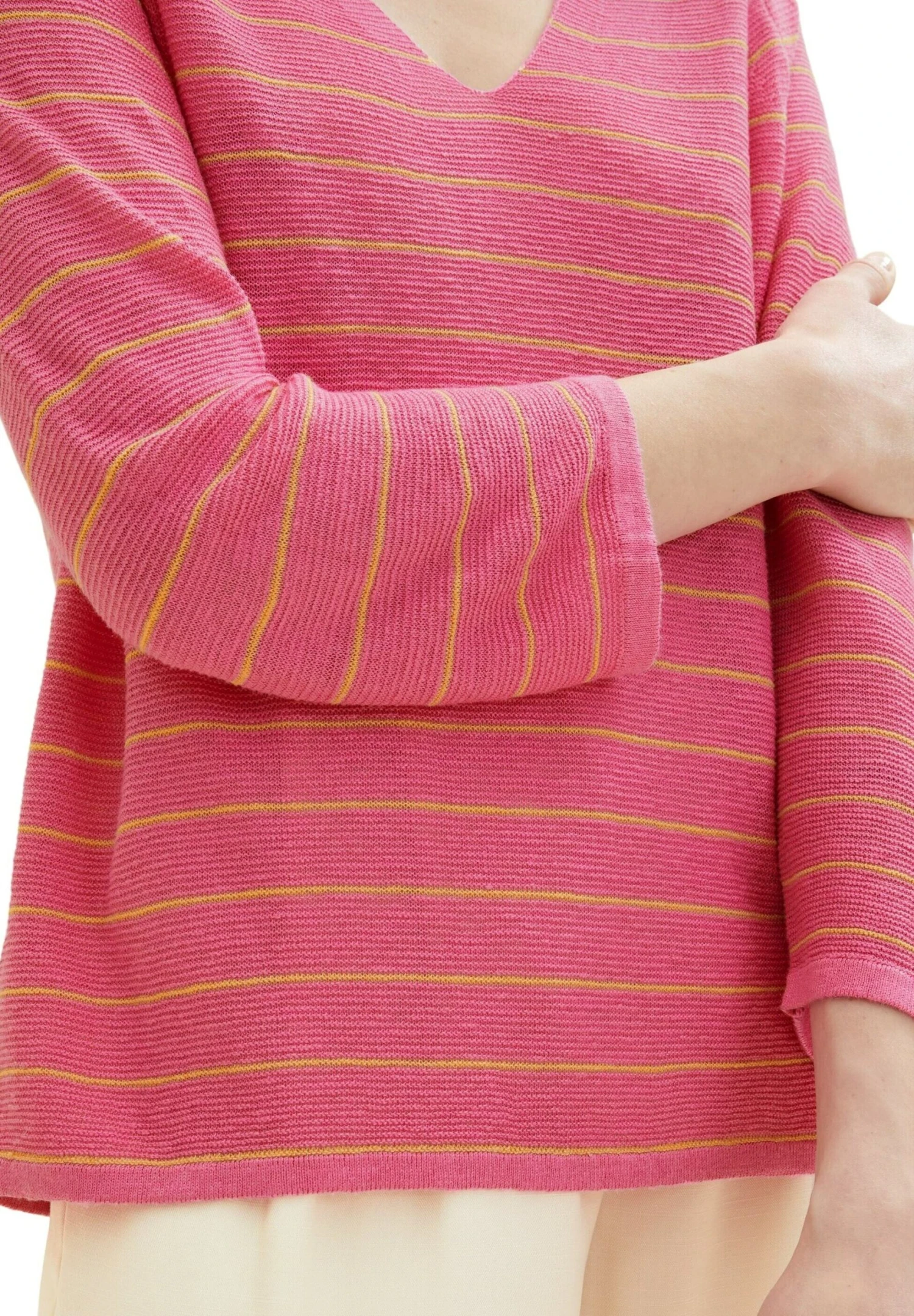 Tom Tailor Mit V AusschnittMaglionePink Sand Stripe Donna Maglieria TO221I0UV-J12 7 Tom Tailor Mit V AusschnittMaglionePink Sand Stripe Donna Maglieria TO221I0UV-J12 - immagine 5