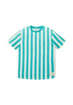 Tom Tailor GestreiftesT-Shirt Con StampaGreen Beige Vertical Stripe Bambini T-shirt & Top TO224G0XE-M11