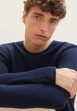 TOM TAILOR Denim Zigzag Structured CrewneckMaglioneSky Captain Blue Uomo Maglieria TO722Q080-K11 -Tom Tailor 4c32578abc624c778fdd5fa6604d55bd