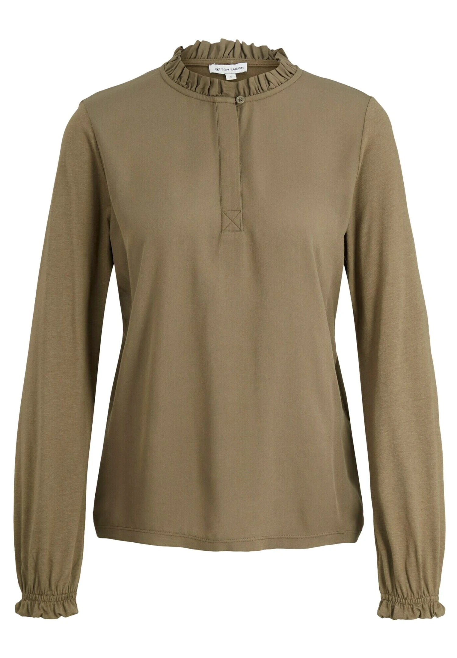Tom Tailor Langarm Mit Rüschen CamicettaTarmac Khaki Donna Camicie E Bluse TO221E13Y-N11 3 Tom Tailor Langarm Mit Rüschen CamicettaTarmac Khaki Donna Camicie E Bluse TO221E13Y-N11