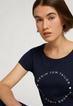 TOM TAILOR Denim Tee With PrintT-Shirt Con StampaDark Blue White Donna T-shirt E Top TO721E0MN-K12 -Tom Tailor 514a67f521c04228abe431769275d72e