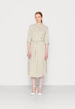 Tom Tailor Dress Striped PoplinVestito EstivoOlive White Vertical Stripe Donna Vestiti TO221C0N6-N11