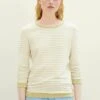 TOM TAILOR Denim Striped JacquardFelpaWhite Green Structured Stripe Donna Felpe TO721J0D4-M11