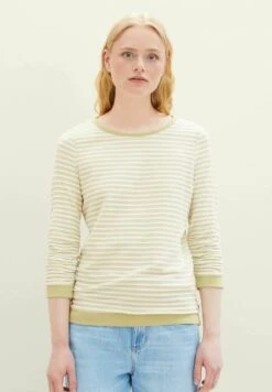 TOM TAILOR Denim Striped JacquardFelpaWhite Green Structured Stripe Donna Felpe TO721J0D4-M11