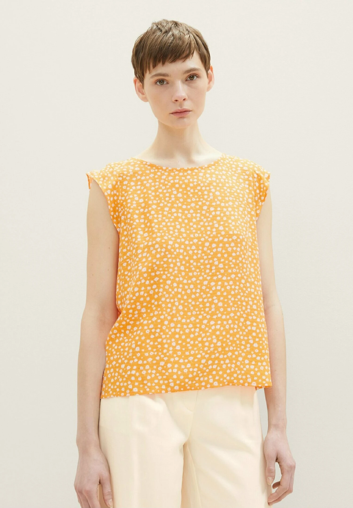 TOM TAILOR Denim Ärmellose CamicettaOrange Flower Print Donna Camicie E Bluse TO721E0OG-H11 3 TOM TAILOR Denim Ärmellose CamicettaOrange Flower Print Donna Camicie E Bluse TO721E0OG-H11