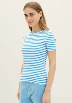 TOM TAILOR Denim Mit StreifenT-Shirt Con StampaWhite Mid Blue Stripe Donna T-shirt E Top TO721D0ZF-K11