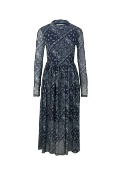 TOM TAILOR Denim Printed Mesh Vestito LungoBlue White Bandana Print Donna Vestiti TO721C0CW-A11
