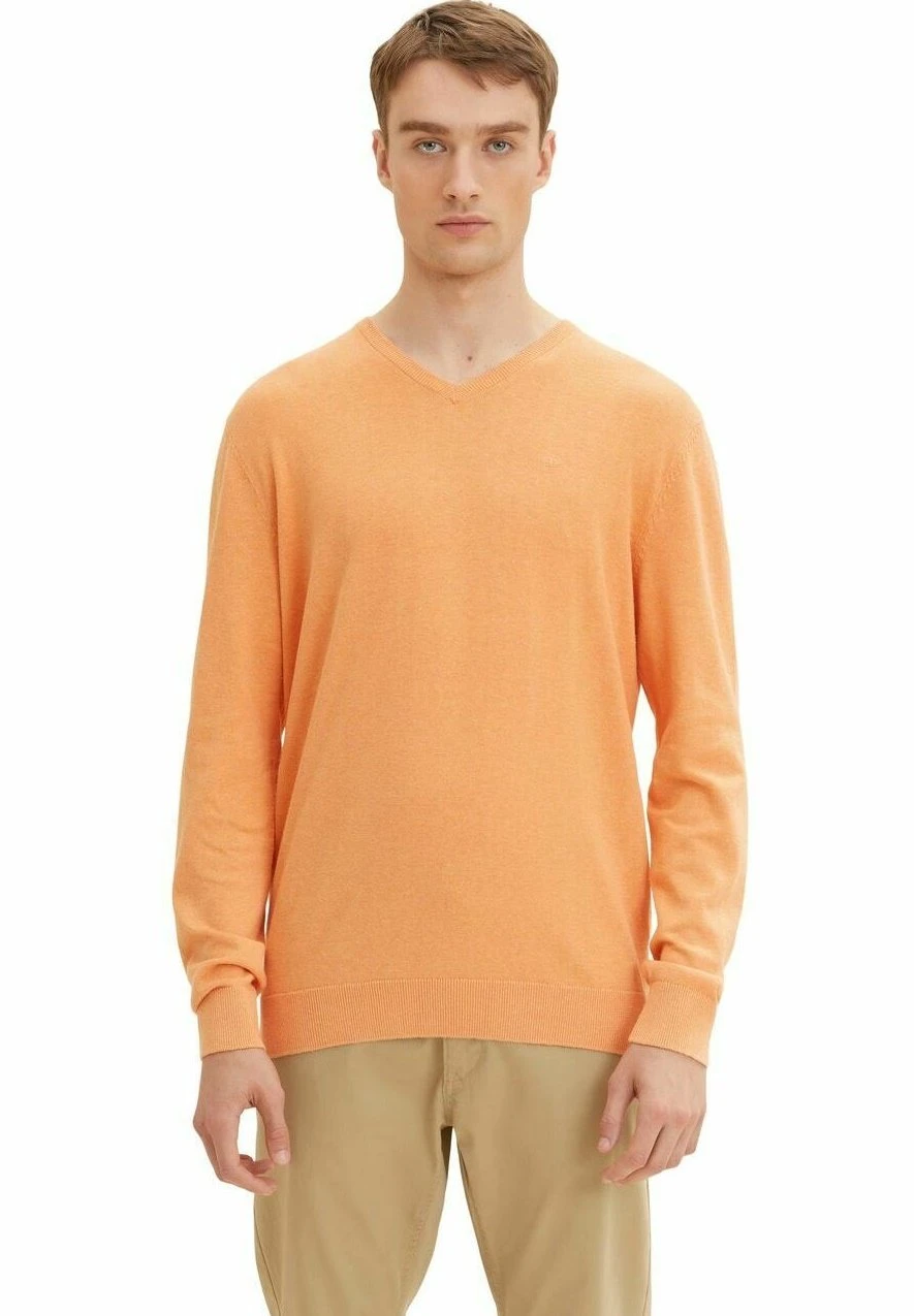 Tom Tailor Basic V-NeckMaglioneMandarin Orange Melange Uomo Maglieria TO222Q0PT-H11 3 Tom Tailor Basic V-NeckMaglioneMandarin Orange Melange Uomo Maglieria TO222Q0PT-H11