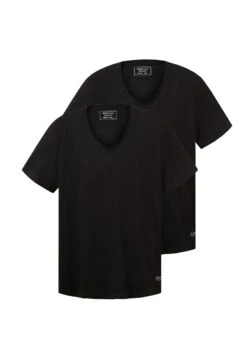 TOM TAILOR Denim 2 Pack Basic Tees - T-Shirt Basic - Black -Tom Tailor 613c4a9f51574b978ee27e8c70276165