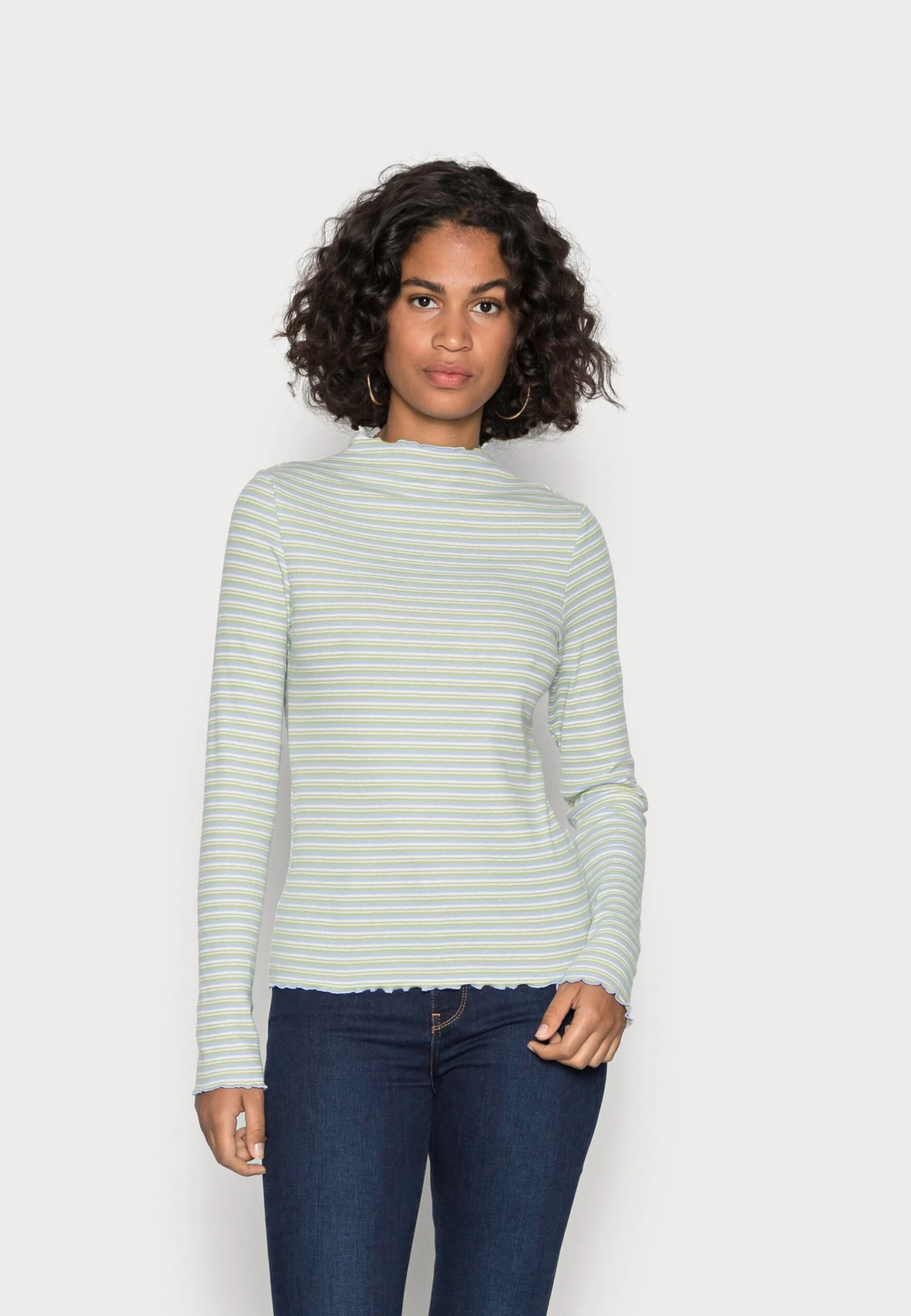 TOM TAILOR Denim StripedMaglietta A Manica LungaLight Blue/Green Donna T-shirt E Top TO721D0XU-K11 3 TOM TAILOR Denim StripedMaglietta A Manica LungaLight Blue/Green Donna T-shirt E Top TO721D0XU-K11