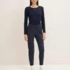 Tom Tailor Loose FitPantaloniNavy Twill Structure Donna Pantaloni TO221A0HE-K11