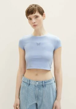 TOM TAILOR Denim Cropped Mit MotivprintT-Shirt BasicParisienne Blue Donna T-shirt E Top TO721D13J-K11