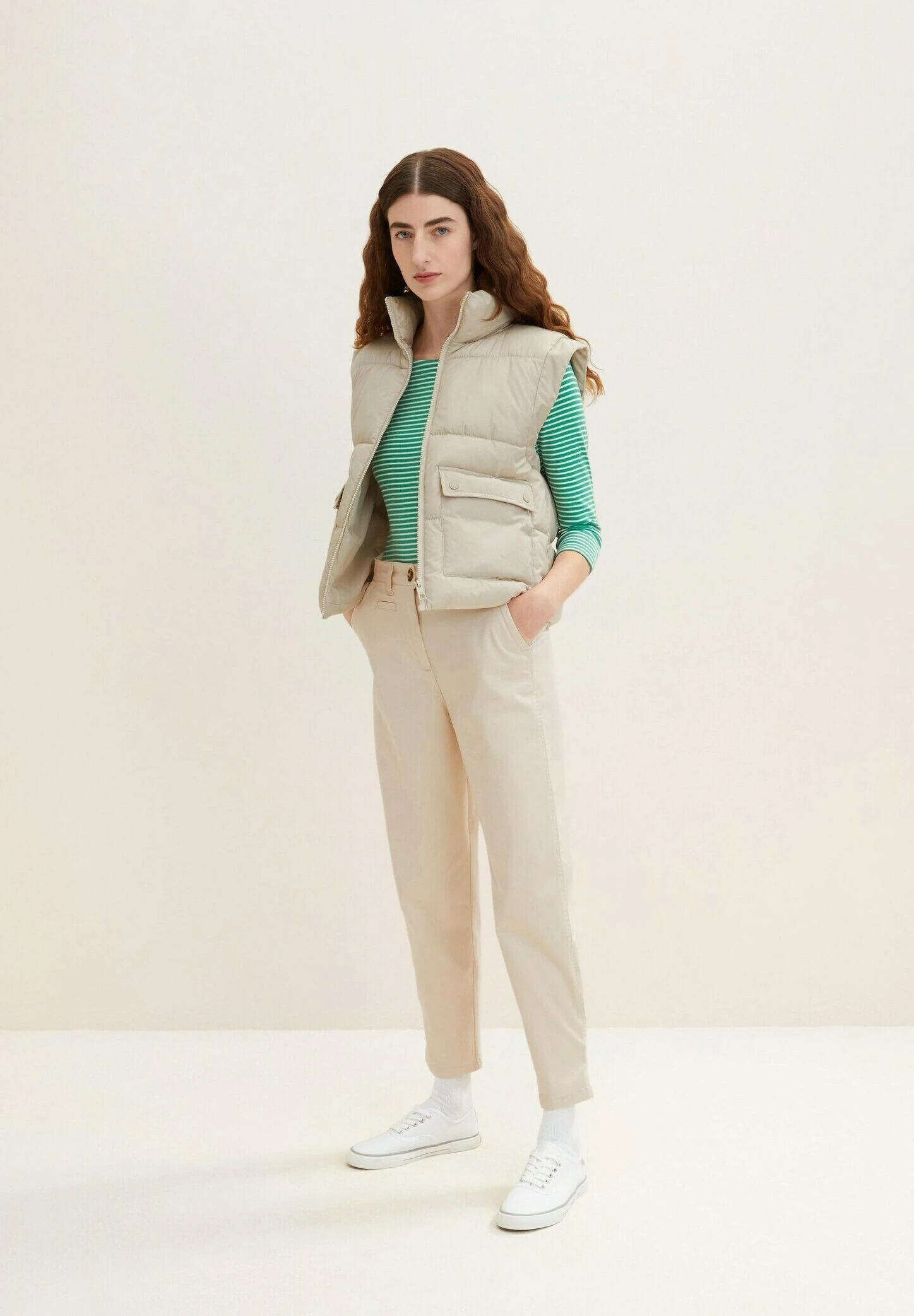 Tom Tailor Gestreiftes Mit 3/4 ArmMaglietta A Manica LungaGreen OffwhiteThin Stripe Donna T-shirt E Top TO221D1HM-M11 4 Tom Tailor Gestreiftes Mit 3/4 ArmMaglietta A Manica LungaGreen OffwhiteThin Stripe Donna T-shirt E Top TO221D1HM-M11 - immagine 2