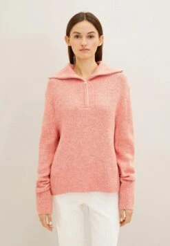 TOM TAILOR Denim Mit Troyer Kragen MaglionePeach Pink Melange Donna Maglieria TO721D12A-J11