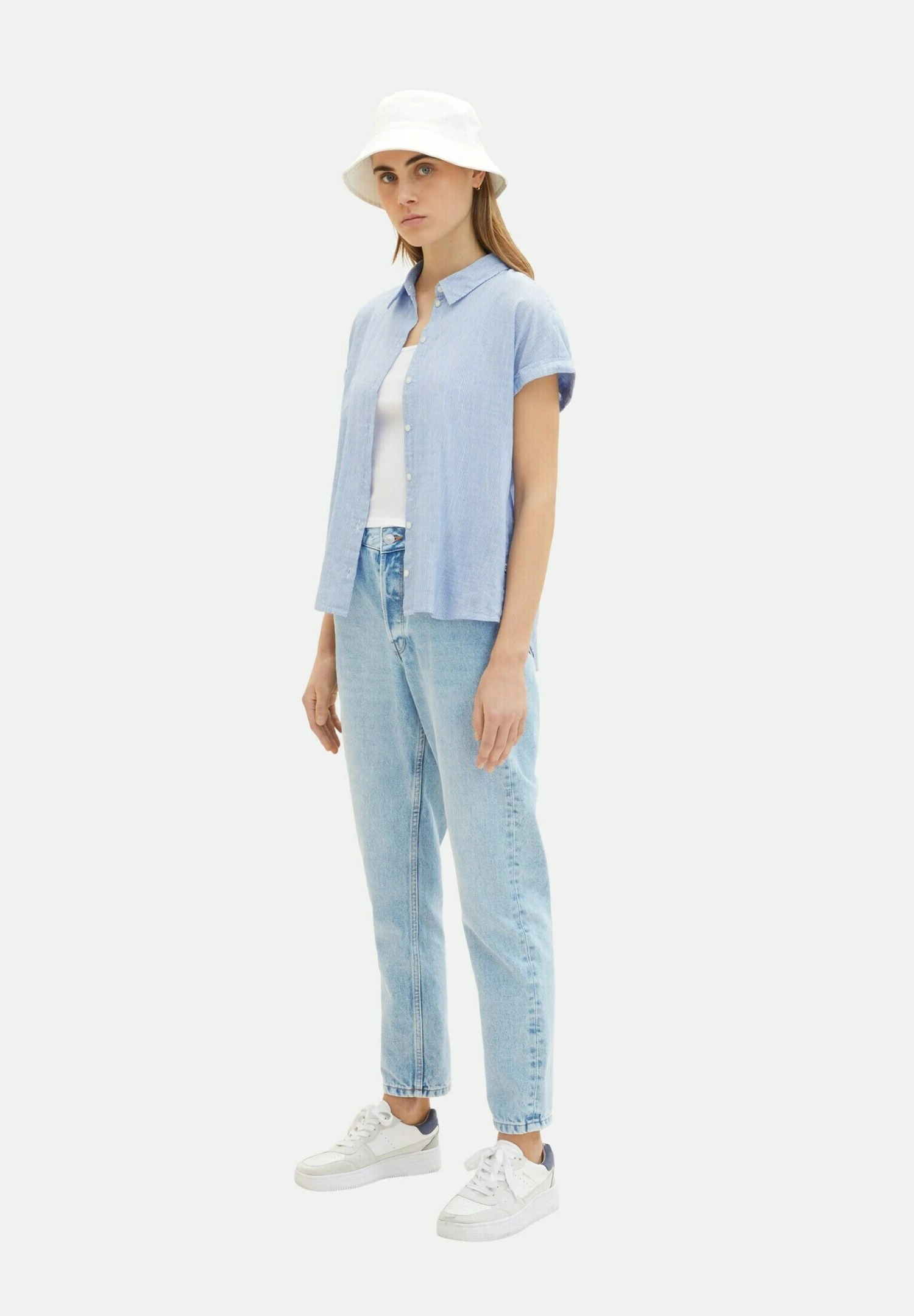 TOM TAILOR Denim KurzarmCamiciaSmall Blue White Stripe Donna Camicie E Bluse TO721E0OL-K11 4 TOM TAILOR Denim KurzarmCamiciaSmall Blue White Stripe Donna Camicie E Bluse TO721E0OL-K11 - immagine 2