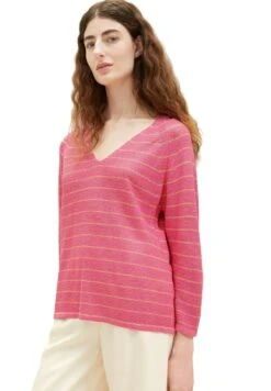 Tom Tailor Mit V AusschnittMaglionePink Sand Stripe Donna Maglieria TO221I0UV-J12 11 Tom Tailor Mit V AusschnittMaglionePink Sand Stripe Donna Maglieria TO221I0UV-J12 -Tom Tailor 6a78243a3b204973b8ab246eea539815
