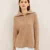 TOM TAILOR Denim Mit Troyer Kragen MaglioneCinnamon Brown Melange Donna Maglieria TO721D12A-O11 -Tom Tailor 6c01883fc217462b8a71c530fbe5059f