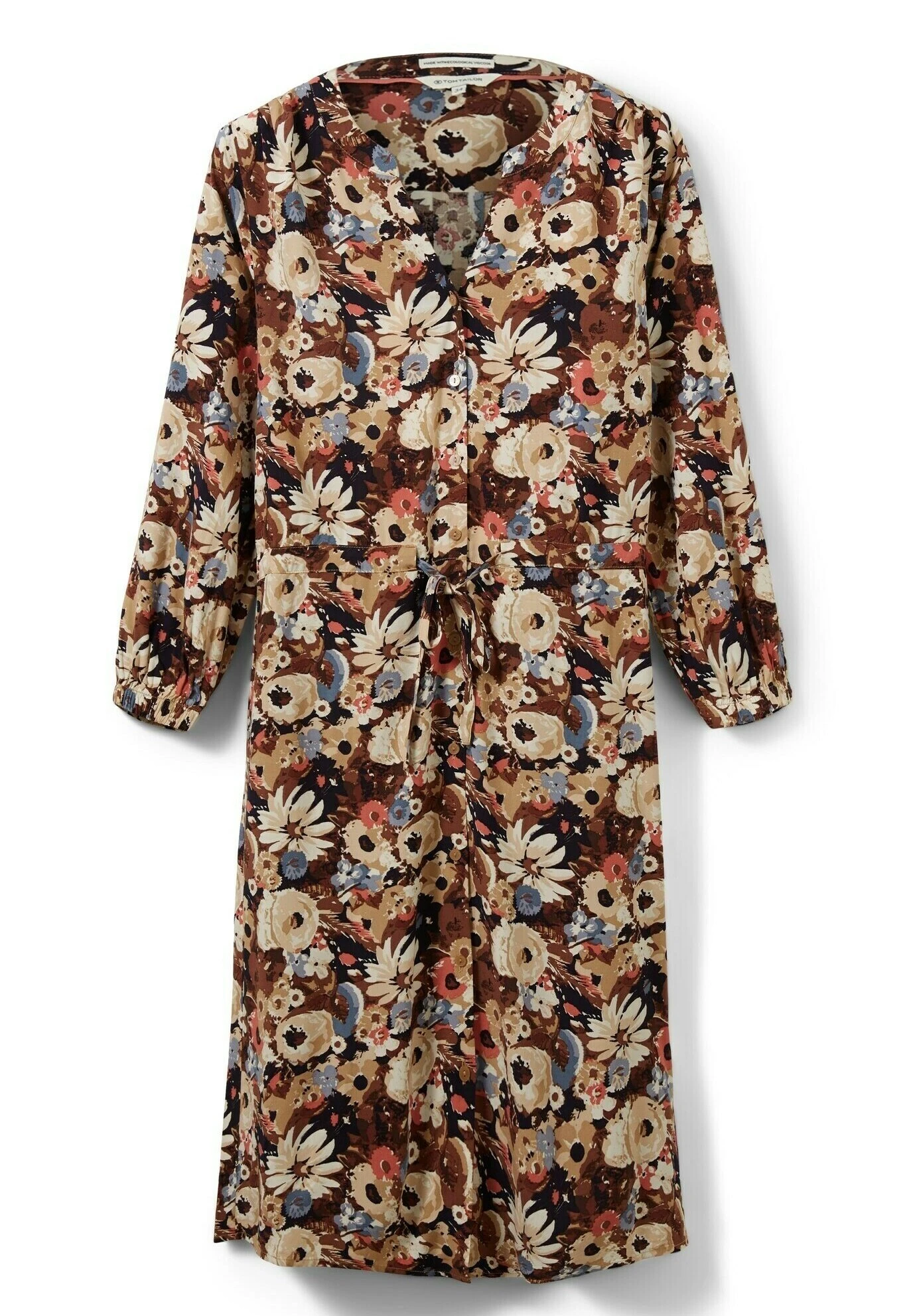 Tom Tailor Gemustertes Abito A CamiciaBeige Large Floral Design Donna Vestiti TO221C0P3-B11 7 Tom Tailor Gemustertes Abito A CamiciaBeige Large Floral Design Donna Vestiti TO221C0P3-B11 - immagine 5