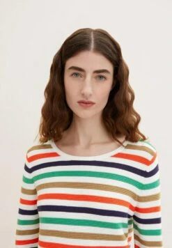 Tom Tailor Knit Jumper With Round NecklineMaglioneNavy Green Multicolor Stripe Donna Maglieria TO221I0IQ-K19 -Tom Tailor 7917b054083f4c54a2b5ed0b62fe15fa