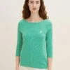 Tom Tailor Gestreiftes Mit 3/4 ArmMaglietta A Manica LungaGreen OffwhiteThin Stripe Donna T-shirt E Top TO221D1HM-M11 -Tom Tailor 7d25348fb7654c75b55c8072dcc847ff
