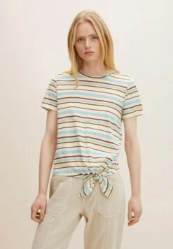 TOM TAILOR Denim T-Shirt Con StampaBlue Creme Brown Stripe Donna T-shirt E Top TO721D10F-K12