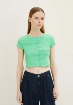 TOM TAILOR Denim Cropped Mit ZiernähtenT-Shirt Con StampaStrong Green Donna T-shirt E Top TO721D12T-M11