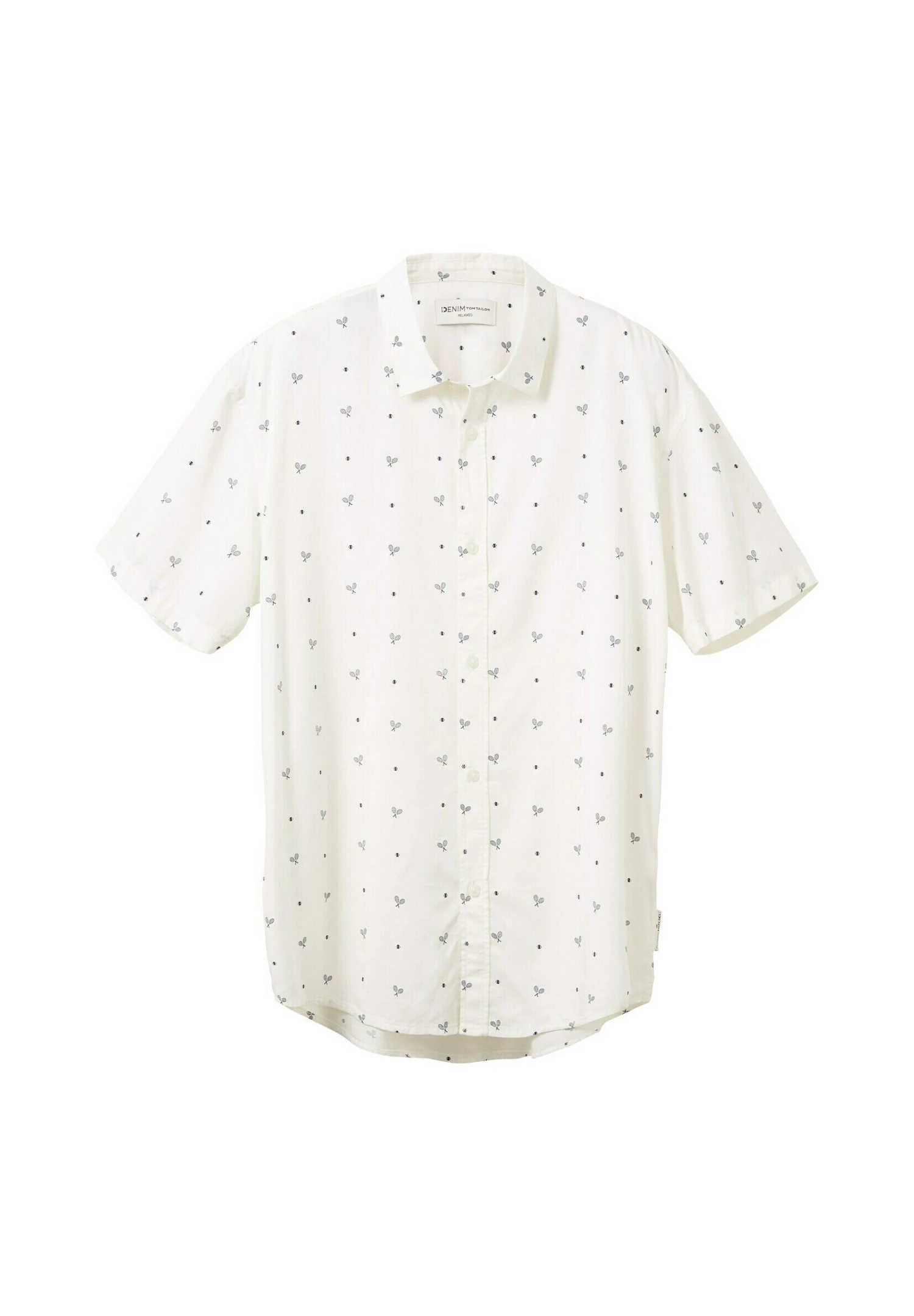 TOM TAILOR Denim Gemustertes - Camicia - White Navy Tennis Print 7 TOM TAILOR Denim Gemustertes - Camicia - White Navy Tennis Print - immagine 5