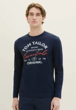 Tom Tailor Mit Logo PrintMaglietta A Manica LungaSky Captain Blue Uomo T-shirt E Polo TO222O1CC-K11