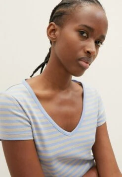 TOM TAILOR Denim CroppedT-Shirt Con StampaMid Blue Sand Stripe Donna T-shirt E Top TO721D13L-B11 -Tom Tailor 86e07fa86f414bc9bbaec940b731f8ef