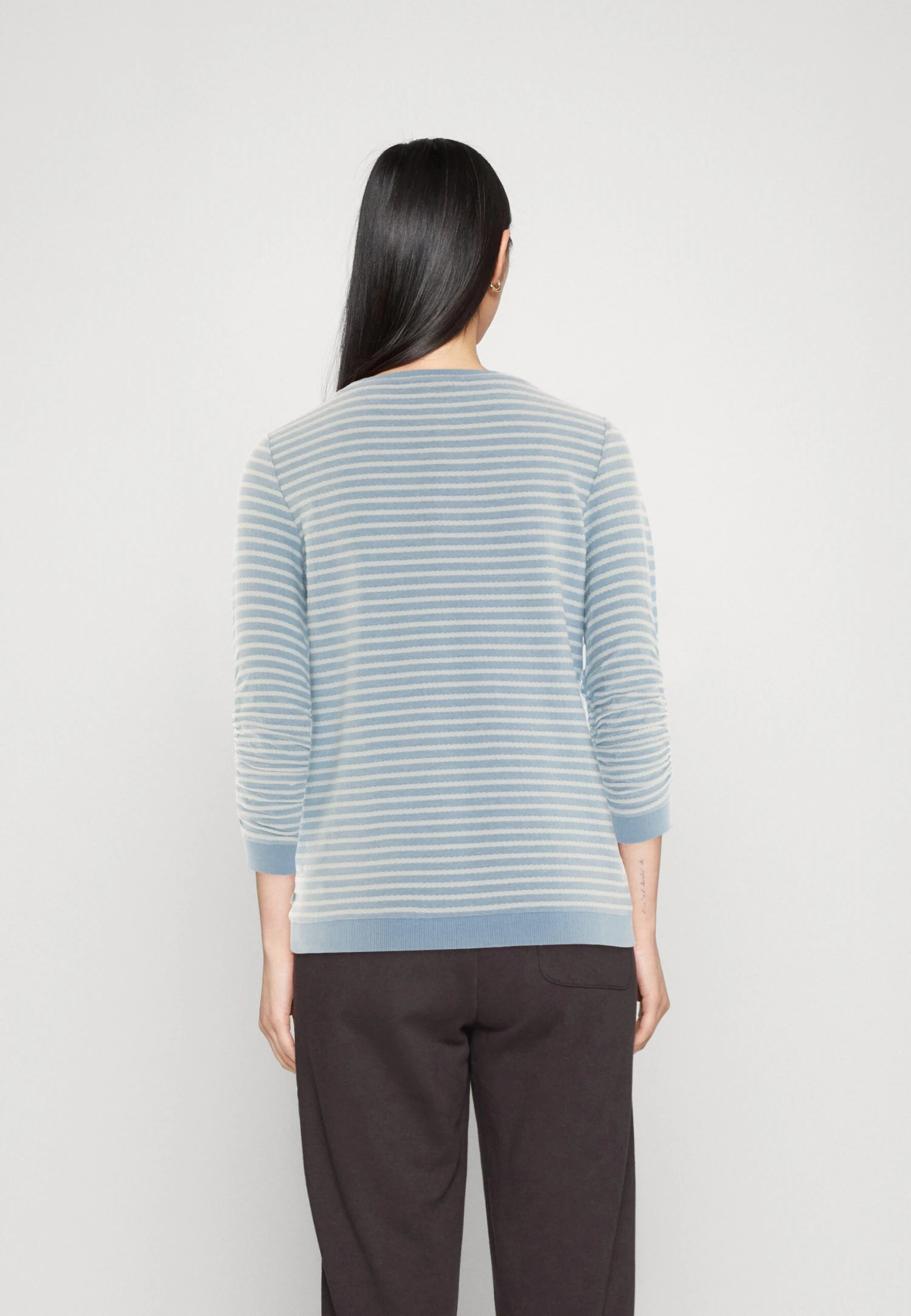 TOM TAILOR Denim Striped Jacquard - Felpa - Midblue White 5 TOM TAILOR Denim Striped Jacquard - Felpa - Midblue White - immagine 3