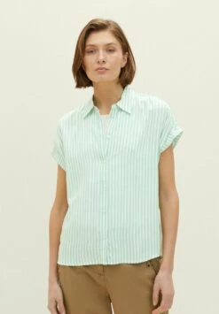 Tom Tailor GestreifteCamiciaGreen White Stripe Woven Donna Camicie E Bluse TO221E15V-M11