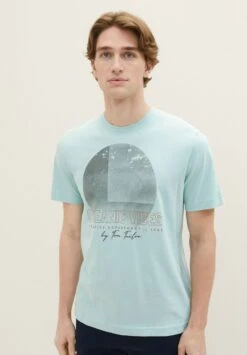 Tom Tailor Mit FotoT-Shirt Con StampaDusty Mint Blue Uomo T-shirt E Polo TO222O1CF-K11